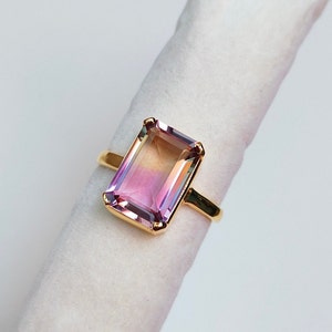 Natural Ametrine ring, 925 sterling silver ring, octagon cut ring, Ametrine hand made ring, Natural Ametrine engagement ring, ring for gift