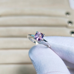Anillo de amatista natural rosa de Francia, anillo de plata de ley 925, anillo de compromiso de amatista rosa de Francia, anillo de amatista rosa hecho a mano
