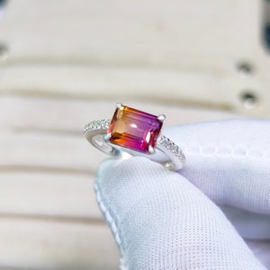 Ametrine octagon ring, 925 sterling silver ring, Ametrine doublete quartz Ring, Ametrine hand made ring, Ametrine bi color engagement ring