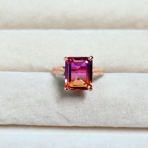 Ametrine octagon ring, 925 sterling silver ring, Ametrine doublete quartz Ring, Ametrine hand made ring, Ametrine bi color engagement ring