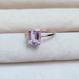 Natural Rose de France Ring, 925 sterling silver ring, rose de france amethyst octagon cut ring, pink amethyst ring, amethyst hand made ring