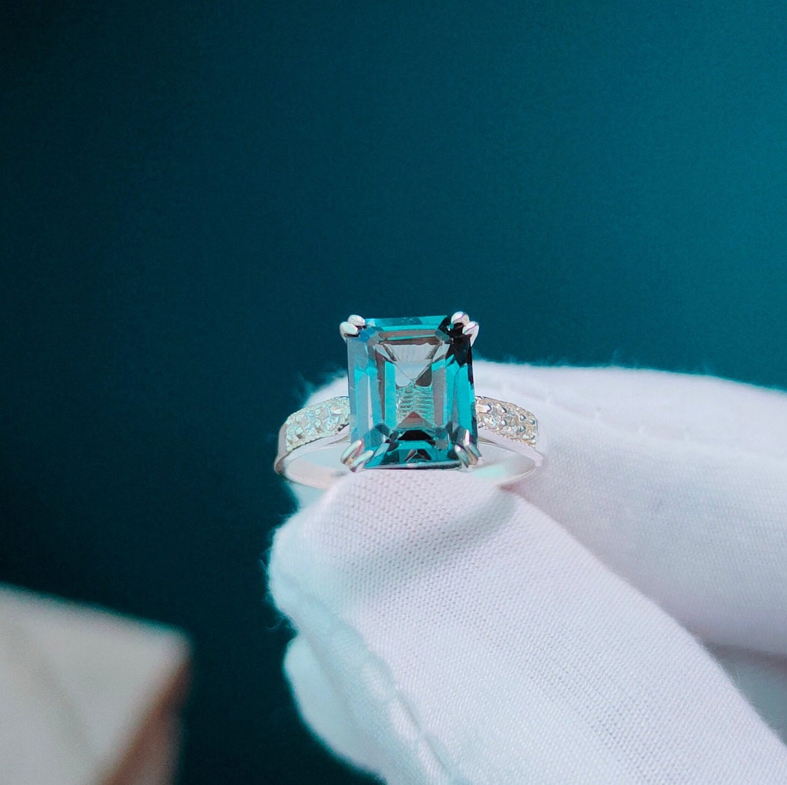 Teal Sapphire Ring Octagon Cut Teal Sapphire Ring 925 Etsy — free download