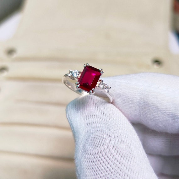 Anello Uomo Con Rubino Rosso Naturale &ndash; Argento 925 &ndash; Art D&eacute;co &ndash; Regalo San Valentino &ndash; Madelyngemscraft