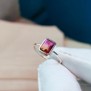 Ametrine octagon ring, 925 sterling silver ring, Ametrine doublete quartz Ring, Ametrine hand made ring, Ametrine bi color engagement ring