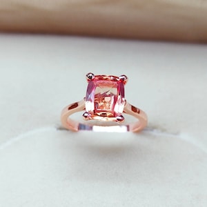 peach sapphire ring,925 Sterling Silver ring,Peach sapphire cushioncut ring,Sapphire engagement ring,lab grown peach sapphire hand made ring