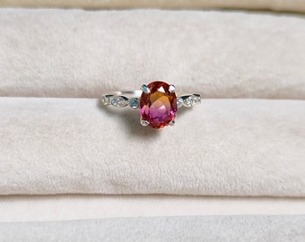Ametrine Ring, 925 Sterling Silver ring, ametrine quartz ring, ametrine hand made ring, ametrine engagement ring, Bi colour ametrine ring