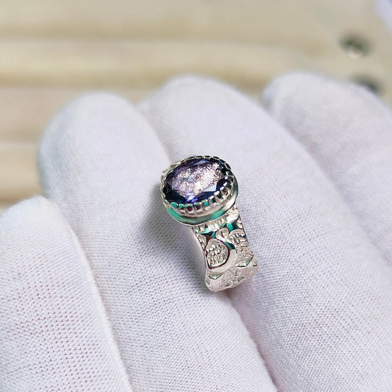 Natural sun iolite ring, 925 sterling silver ring, sunstone iolite handmade ring, iolite engagement ring, oval Cut sunstone iolite ring