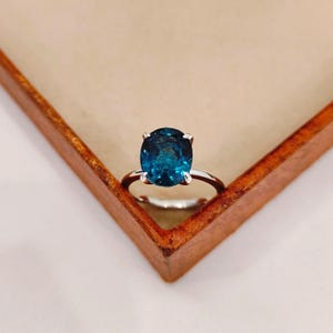 Teal sapphire Ring, 925 Sterling Silver ring, oval cut lab grown teal sapphire ring, teal sapphire handmade ring, sapphire engagement ring