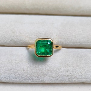 Emerald Asscher cut Ring, 925 Sterling Silver Ring, Emerald handmade Ring, lab grown emerald engagement ring, emerald ring for gift