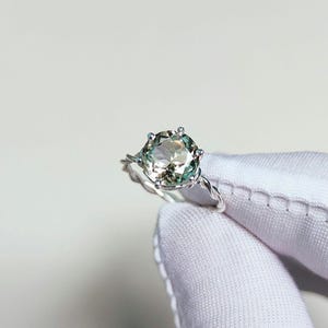 Natural green amethyst ring,  925 Sterling silver ring, Round cut green amethyst ring,  amethyst engagement ring, amethyst hand made ring