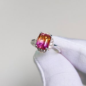 Ametrine octagon ring, 925 sterling silver ring, Ametrine doublete quartz Ring, Ametrine hand made ring, Ametrine bi color engagement ring