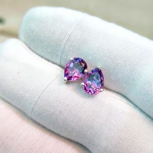 Natural purple amethyst wedding stud earrings,925 Sterling silver earrings,amethyst Pear cut stud earrings,amethyst hand made stud earrings