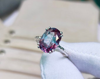 Alexandrite Ring: 925 Sterling Silver ring, alexandrite Color Change Stone ring, Lab grown alexandrite ring, alexandrite handmade ring