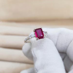 Natural Rhodolite garnet ring, 925 Sterling silver ring, octagon cut purple garnet engagement ring, Rhodolite garnet hand made silver ring