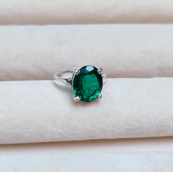Buy Emerald Engagement Ring, Oval Emerald Ring With Diamonds, Vintage  Inspired Cluster Design, Unique May Birthstone Gift Green Stone Ring Online  in India - Etsy