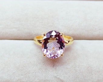 Natural rose de France amethyst ring, 925 sterling silver ring,Rose de France amethyst engagement ring,pink amethyst oval cut hand made ring