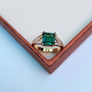 Teal sapphire ring, square cut Green Teal sapphire ring, 925 Sterling Silver ring, Sapphire engagement ring, lab grown Teal sapphire ring