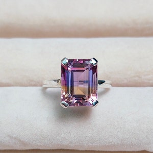 Natural Ametrine ring, 925 sterling silver ring, octagon cut ring, Ametrine hand made ring, Natural Ametrine engagement ring, ring for gift