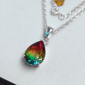 Watermelon tourmaline pendant, Watermelon tourmaline necklace, 925 sterling silver necklace, Watermelon tourmaline Doublet Quartz pendant