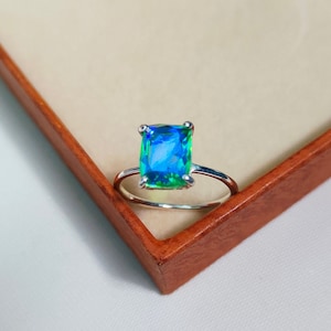 Peacock Quartz ring 925 Sterling Silver ring, cushion cut peacock quartz ring, peacock quartz handmade ring, peacock quartz engagement ring