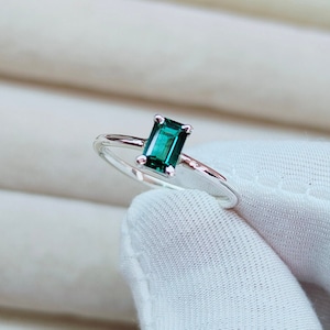 Teal sapphire ring,octagon cut Teal sapphire ring,925 Sterling Silver ring,green teal sapphire engagement ring, lab grown Teal sapphire ring