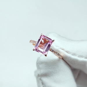 Pink sapphire ring, octagon cut pink sapphire ring, 925 sterling silver ring, Lab grown pink sapphire ring, pink sapphire Hand made ring