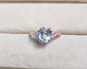 white sapphire ring, 925 sterling silver ring, Oval White Sapphire Ring Alternative Engagement Ring sapphire wedding ring tapered cluster
