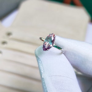 Alexandrite Ring, Marquis Cut Alexandrite Ring, 925 Sterling Silver Ring, Lab grown Alexandrite Ring, Color Change Stone Ring Hand made Ring