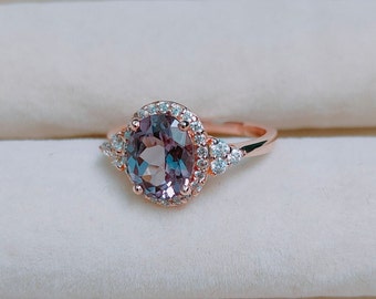 Alexandrite Ring: Color Change Stone ring, 925 Sterling Silver ring, Lab grown alexandrite handmade ring, alexandrite engagement ring