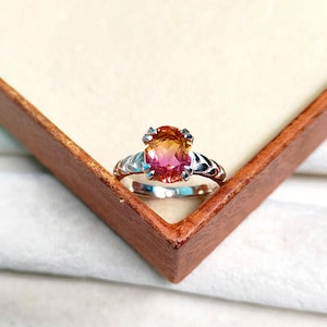 Ametrine Ring, 925 sterling Silver Ring, oval cut Ametrine doublete quartz Ring, ametrine handmade ring, Bi color stone engagement ring,