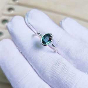 Teal sapphire ring, Oval cut Teal sapphire ring, 925 Sterling Silver ring, Sapphire engagement ring, lab grown Teal sapphire hand made ring