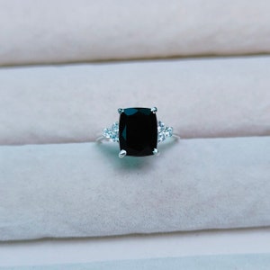 Natural black Onyx ring, 925 sterling silver ring, black Onyx cushion cut ring, Black onyx handmade Ring, Black onyx engagement ring
