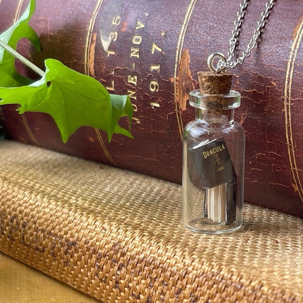 Bottled Book Collector Dracula Necklace - Cottagecore Jewelry - Dark Academia