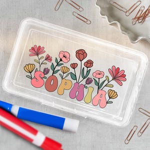 Personalized Floral Pencil Boxes for Kids, Custom School Supplies, Back to School Gift for Boys and Girls