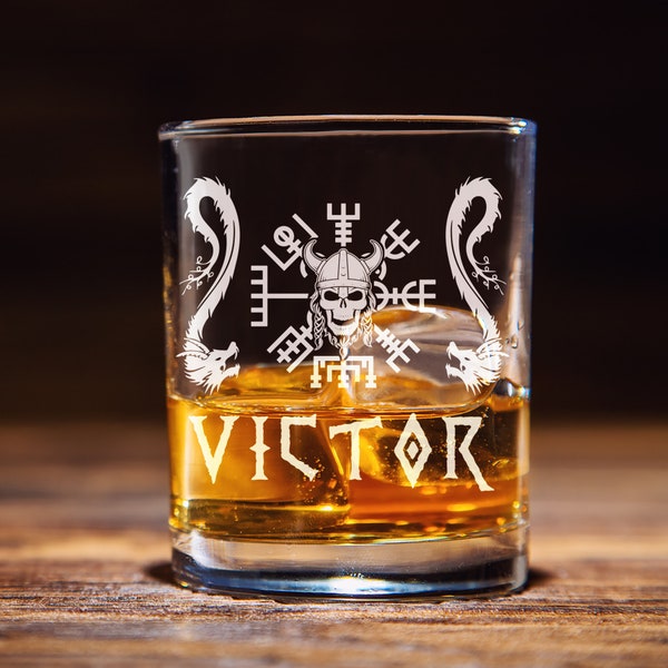 Custom Viking Whiskey Glass, Engraved Personalized Bourbon Glass, Fathers Day Gift, Birthday Gift For Him, Viking Gift, Gift For Husband