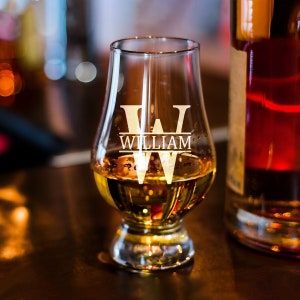 Personalized Whiskey Glass Gift for Men - Custom Monogram Bourbon Tasting Glass