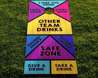 Drinking Game Cornhole Wrap, Football Cornhole Wrap, Basketball Logo Cornhole Wrap, Family Reunion Gift, Party Lawn Game - 1 Wrap