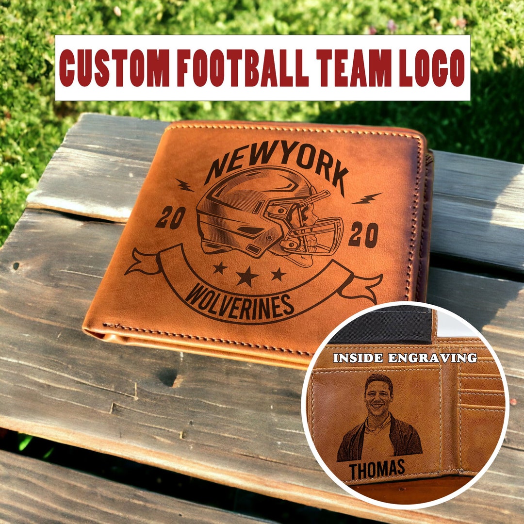 Custom Football Logo Wallet Gift for Him Personalized Photo Etsy
