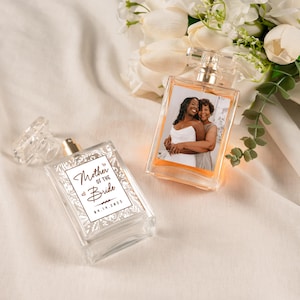 Custom Wedding Photo Perfume Bottle, Personalized Mother of the Bride Gift from Bride, Mother in Law Wedding Gift Glass Perfume