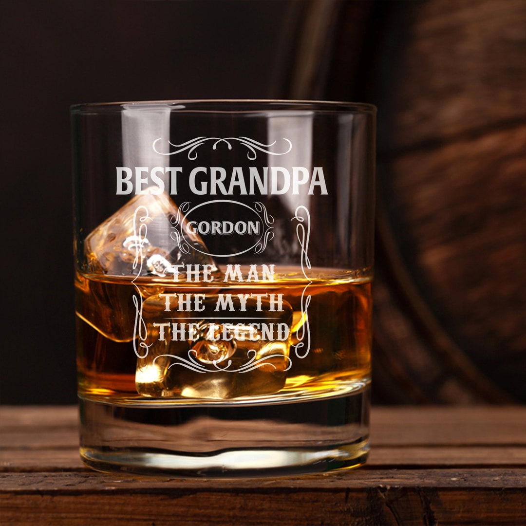 Best Grandpa Custom Whiskey Glass, Personalized Bourbon Glass, Gift for ...