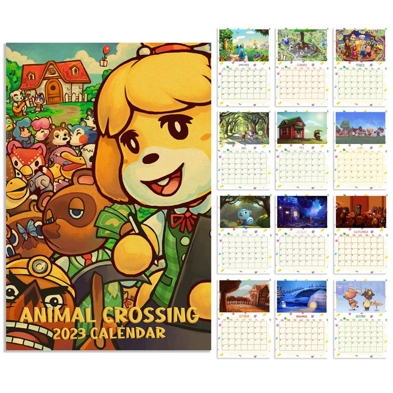 Animal Crossing 2023 Wall Calendar Retro ACNH Calendar Etsy