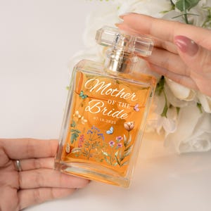 Custom Mother of the Bride Perfume Bottle, Personalized Wedding Gift for Mother of Bride & Groom, Bridesmaid Floral Glass Perfume Bottle
