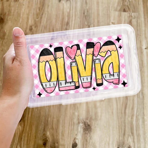 Personalised Colouring Pencils & Pencil Case Tin - Custom Text Name School Teacher Gift