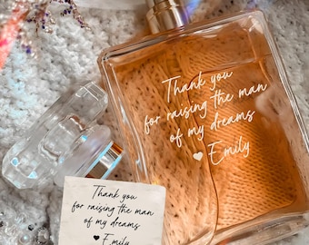 Personalized Perfume Bottle Gift for Mom - Custom Handwritten Perfume Bottle, Mother of The Groom Gift, Thank You For Raising The Man