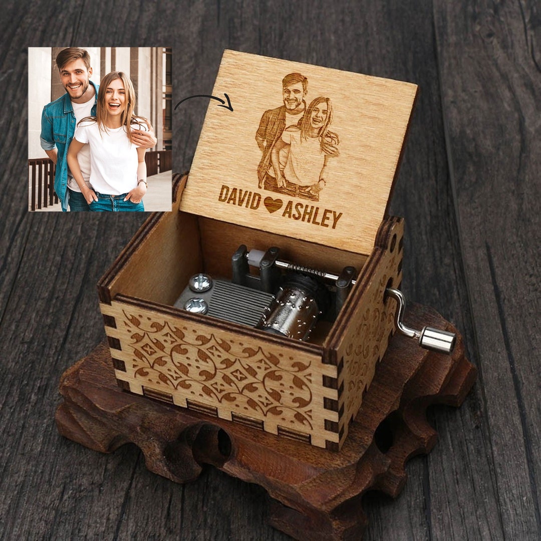 Custom Couple Photo Music Box Personalized Anniversary Gift Etsy