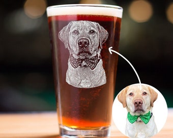 Custom Engraved Pint Glass with Your Dog's Photo - Personalized Gift for Pet Owners