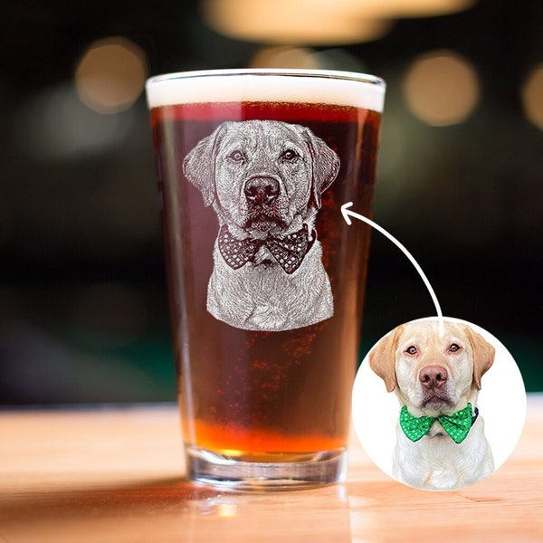 Custom Engraved Pint Glass with Your Dog's Photo - Personalized Gift for Pet Owners