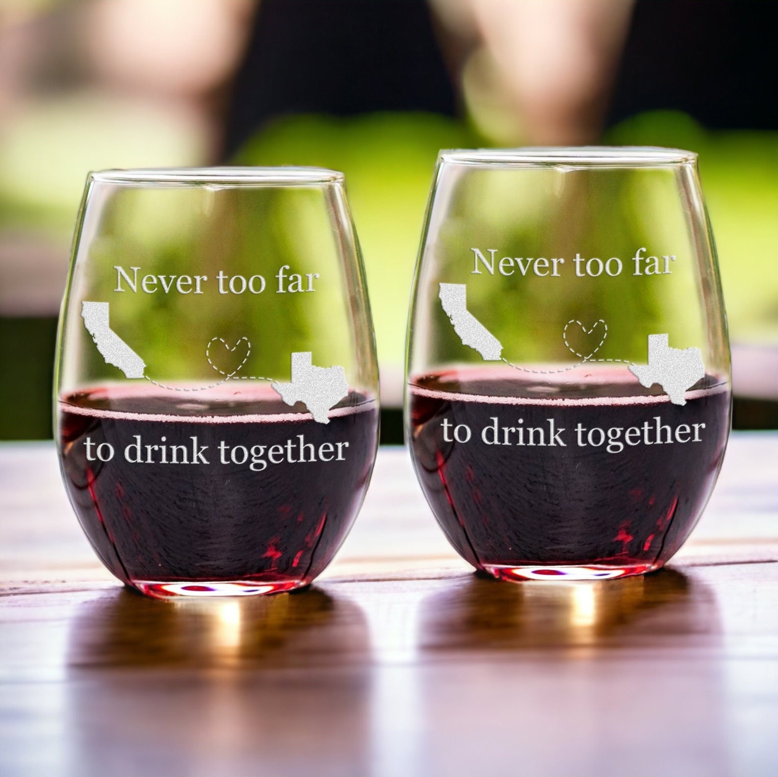 Long Distance Relationship Glass Set - Custom Gift for Best Friend, Valentines Day Gift for Couple