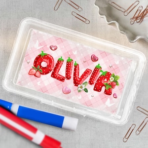 Custom Pencil Boxes, Personalized Back To School Pencil Case, Strawberry Girls School Supplies Gift For Kids, Custom Pencil Box for Girls