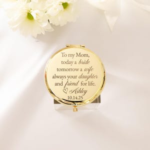 Personalized Mother of the Bride Gift, Custom Wedding Compact Makeup Mirror, Pocket Mirror Gift for Mom, Bridesmaid, Bridal Party Gift